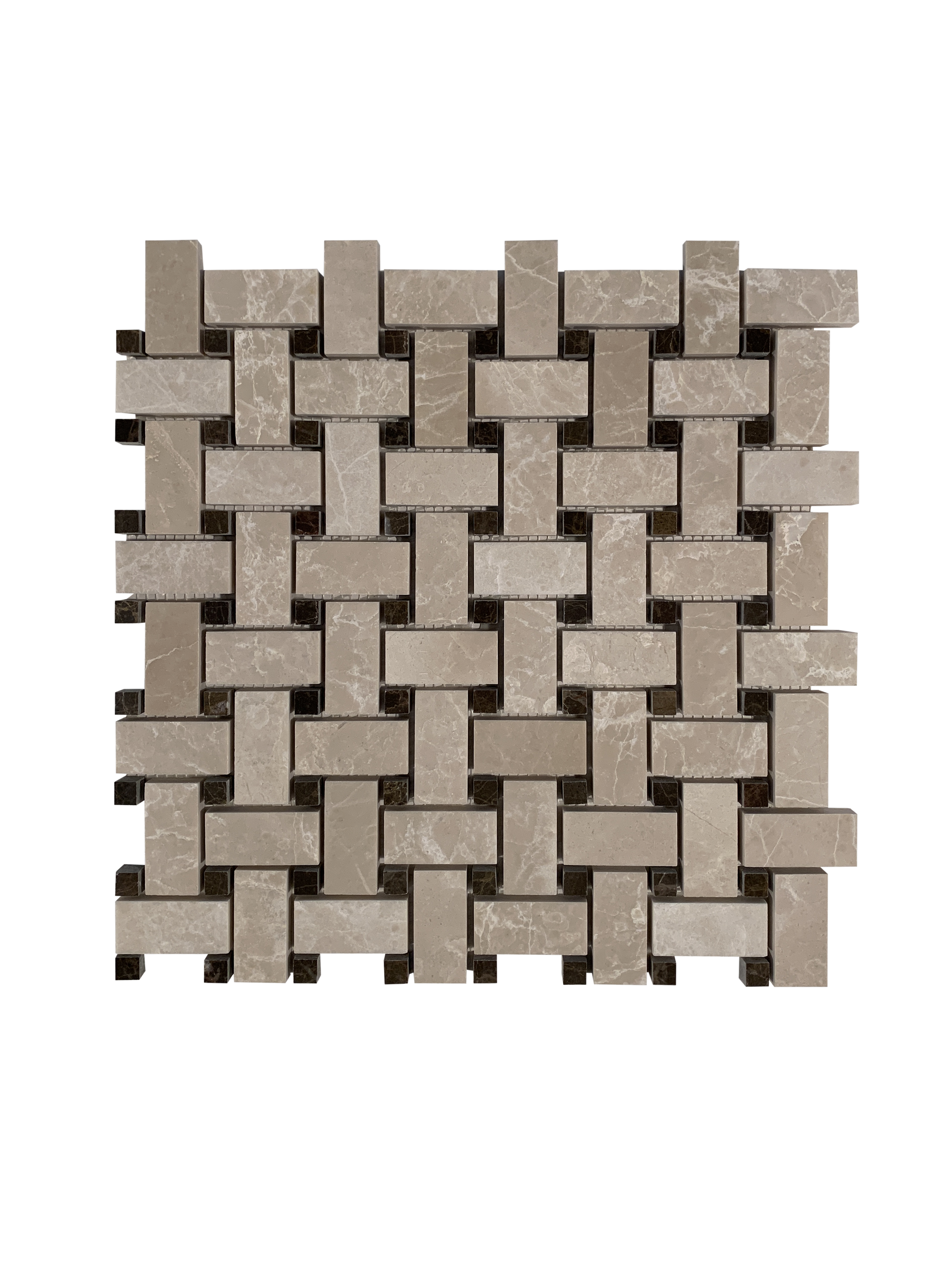 BOTTOCINO MARBLE MOSAIC POLISHED BASKETWAVE DARK EMPERADOR DOT 1